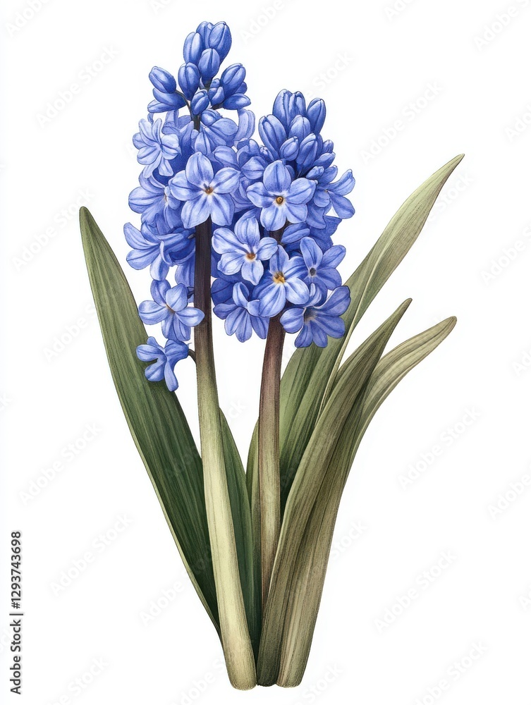 Fototapeta premium Blue hyacinth isolated on white background, Spring flowers, Vintage hyacinth