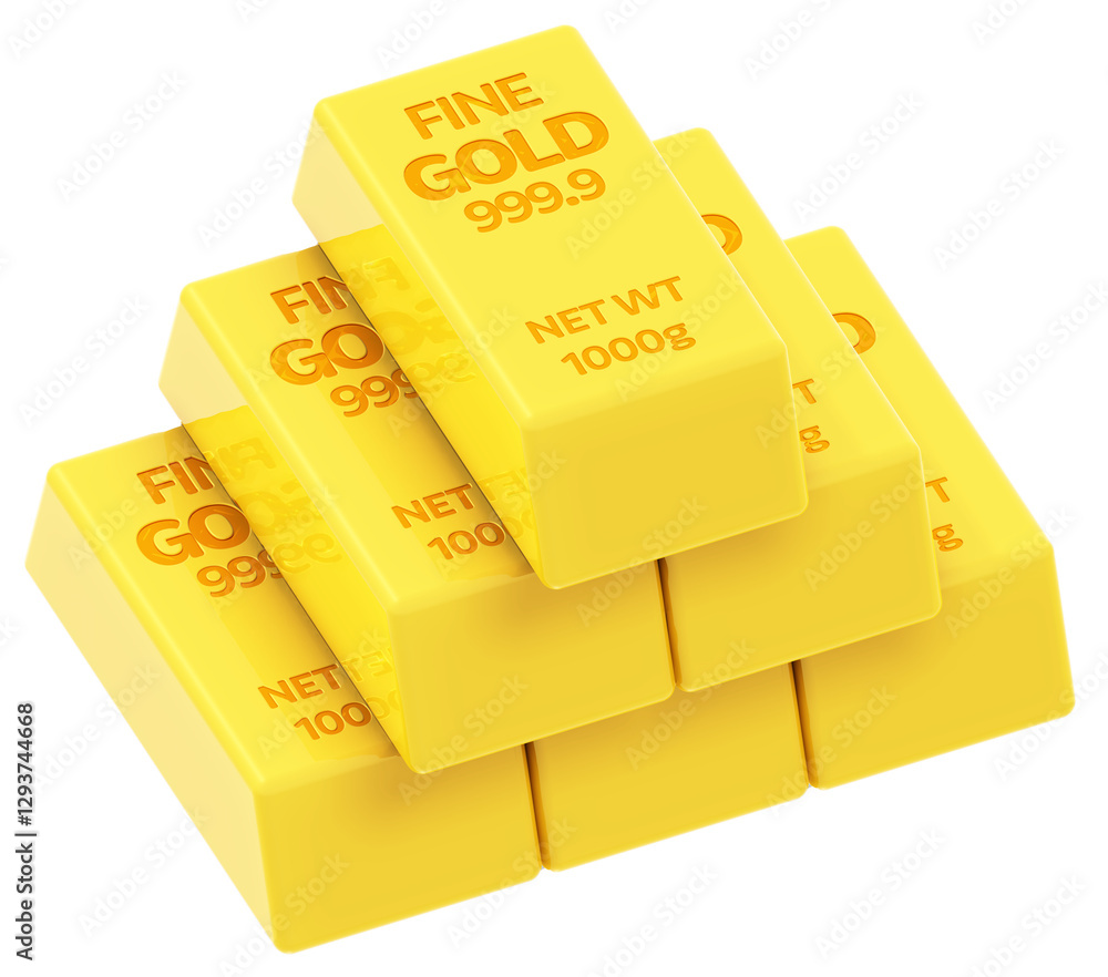 Stack of three-dimensional Golden Bars Representing Wealth and Luxury Stack of three-dimensional Golden Bars Representing Wealth and Luxury