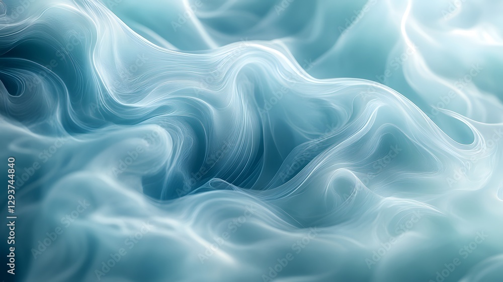 Fototapeta premium A Serene Abstract Background Encompassing Swirling Fluid Shapes and a Calming Turquoise Gradient
