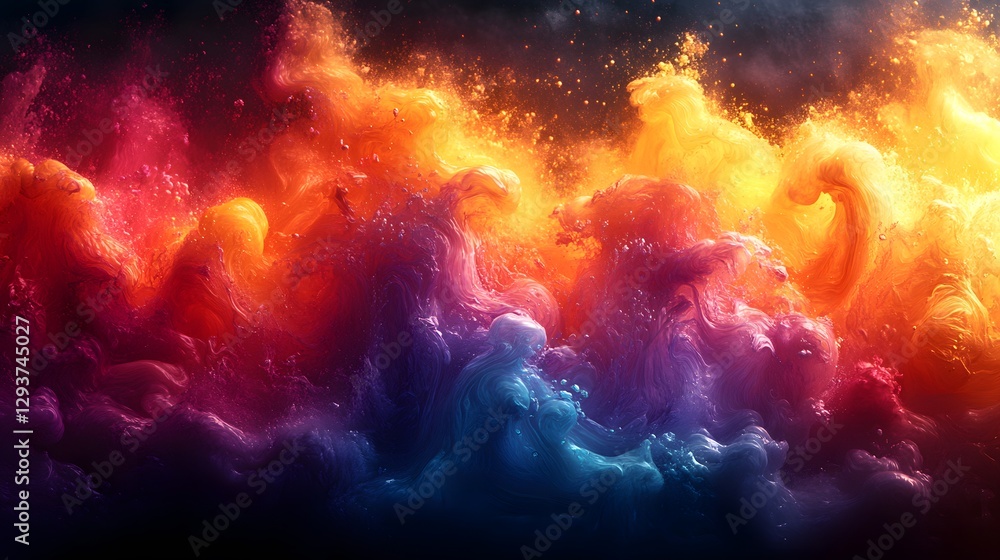 Fototapeta premium A Stunning Visualization of Exploding Chromatic Liquids Erupting in a Spectacular Display of Abstract Fluid Art