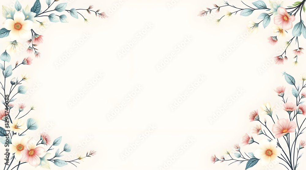 Botanical Wedding Invitation Border with Elegant Florals