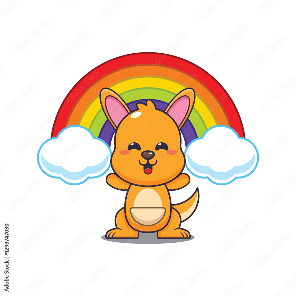 Kangaroo cartoon vector illustration with rainbow. Kangaroo cartoon vector illustration with rainbow.
