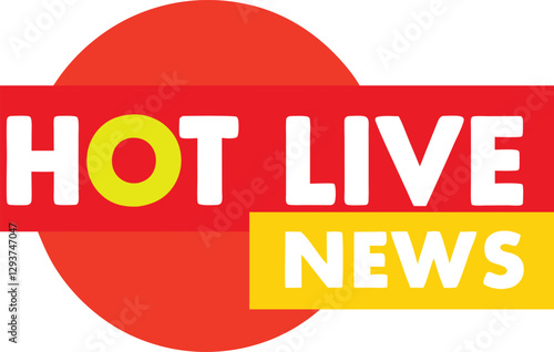 Bold graphic logo design for a news station, featuring the words "HOT LIVE NEWS" in a combination of red, yellow and white.
