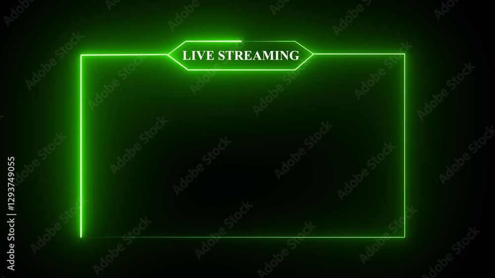 Virtual Frame Live Stream Example glowing live streaming neon text frame animation box frame neon frame ...