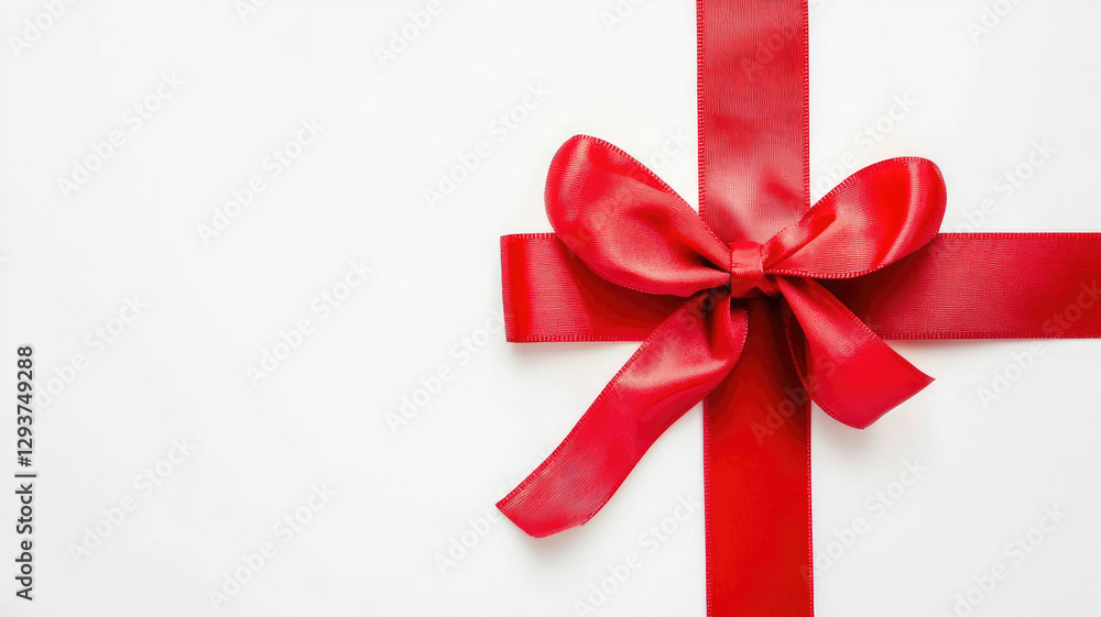 Cross red ribbon and bow, isolated on a white background Cross red ribbon and bow, isolated on a white background