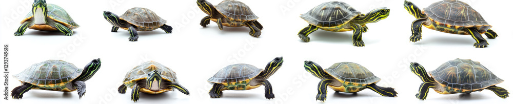 Obraz premium Set of turtles, isolated on a white background