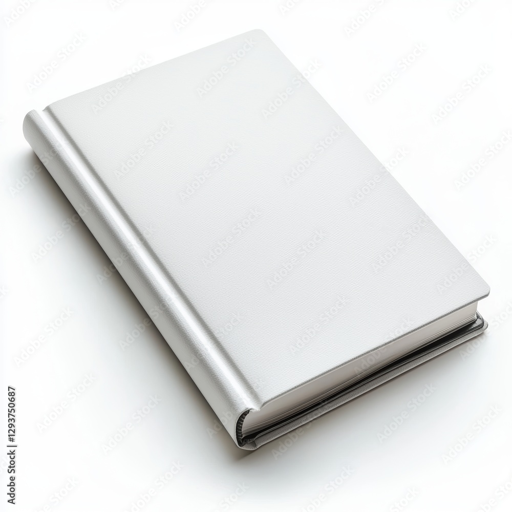 A white leather bound book with a silver spine. Generative AI A white leather bound book with a silver spine. Generative AI
