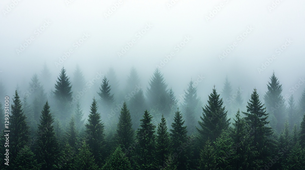 Misty mountain forest, serene landscape, nature background, ideal for travel brochures Misty mountain forest, serene landscape, nature background, ideal for travel brochures