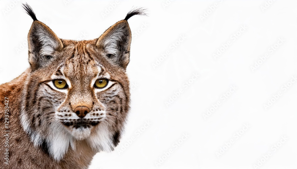 Intense Mystic Portrait of a Lynx Lynx, Displaying Anger and Menace in a CloseUp View, Set Against a Desolate Winter Landscape at Twilight. Intense Mystic Portrait of a Lynx Lynx, Displaying Anger and Menace in a CloseUp View, Set Against a Desolate Winter Landscape at Twilight.