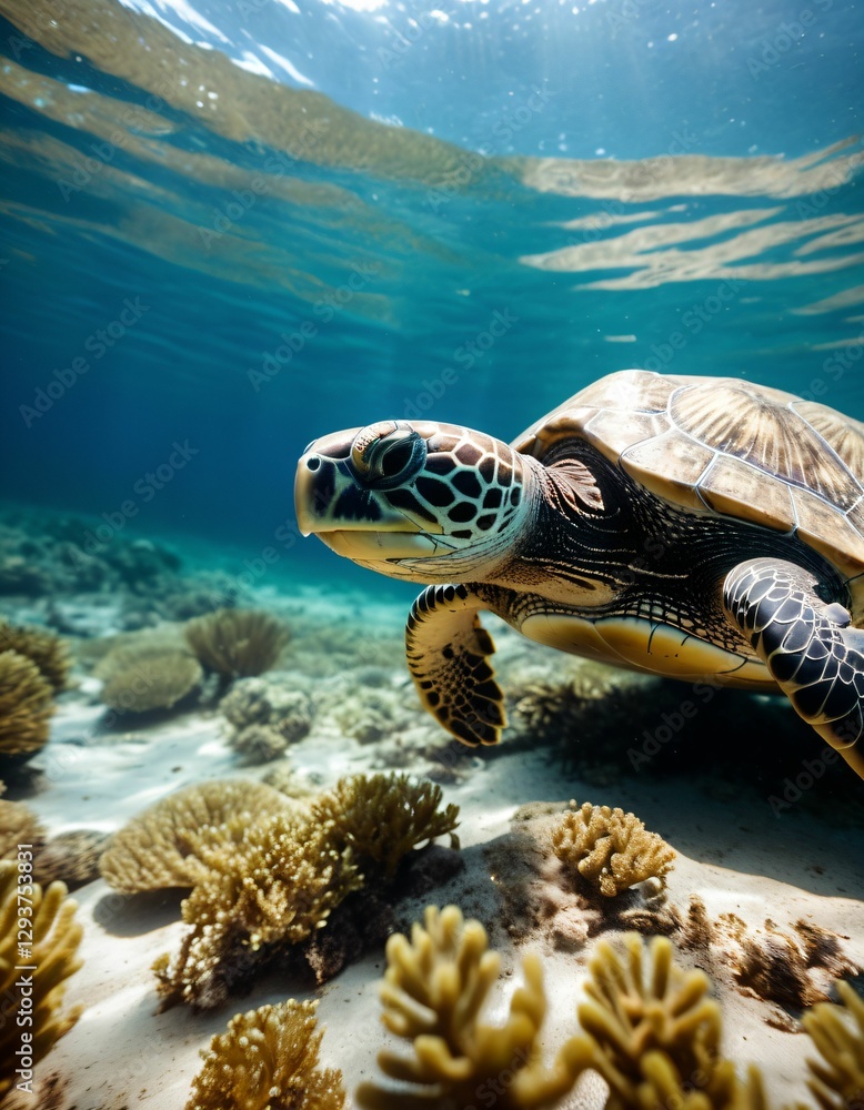 Fototapeta premium a turtle swimming in the sea
