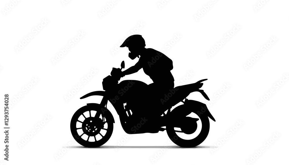 Silhouette of a motorcyclist riding on a motorcycle