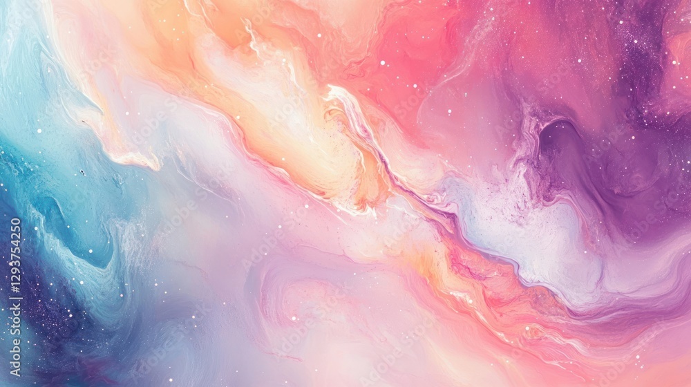 Fototapeta premium Abstract Paint Swirls, Pastel Colors, Fluid Art, Background