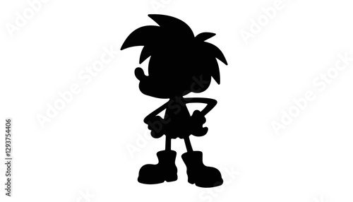Silhouette of a confident cartoon boy standing strong