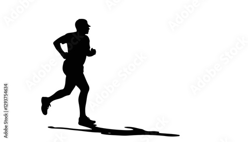 Running silhouette in motion against a white background