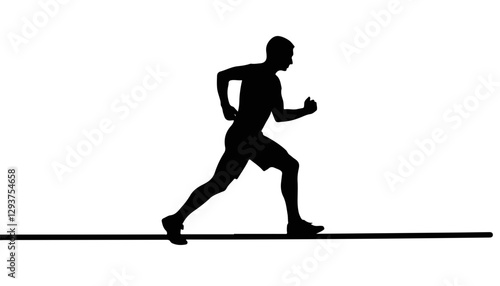 Running silhouette on a tightrope