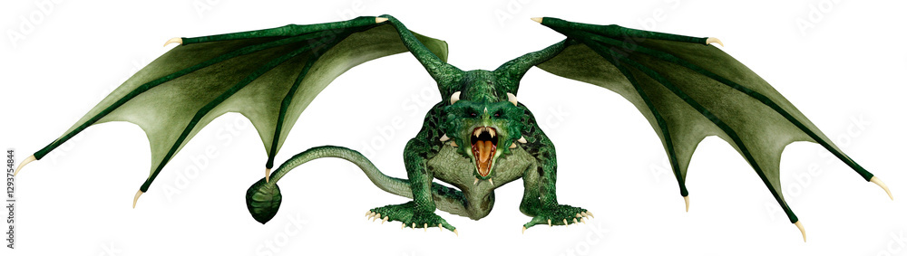 Fototapeta premium 3D Rendering Fairy Tale Dragon on White