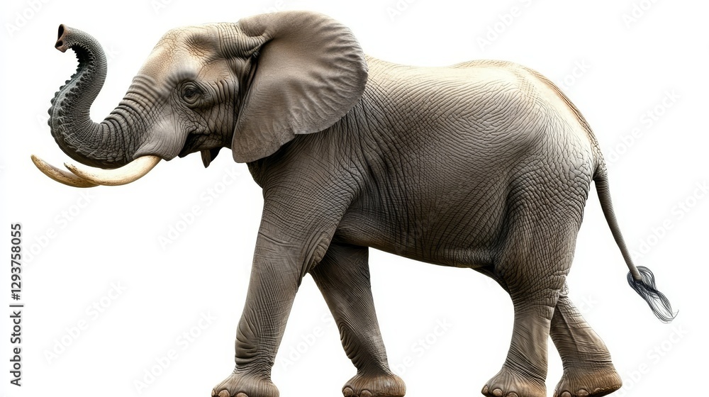 Obraz premium African Elephant Side Profile, Trunk Raised, Wildlife Photography, African Elephant Portrait African Elephant, Wildlife Photography