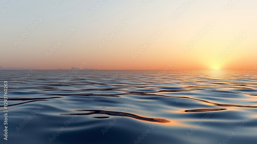 Obraz premium Serene Sunset Over Calm Ocean Waters