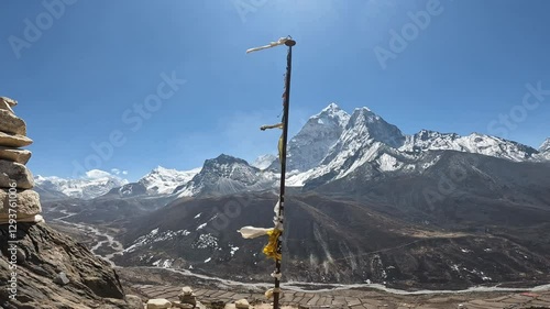 View of Mt.Ama Dablam seen from Dingboche village (4,410 m) in Nepal.