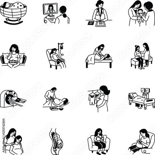 Set of Maternity Hand Drawn Icons
