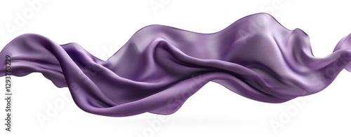 Purple silk cloth floating, isolated on a white background