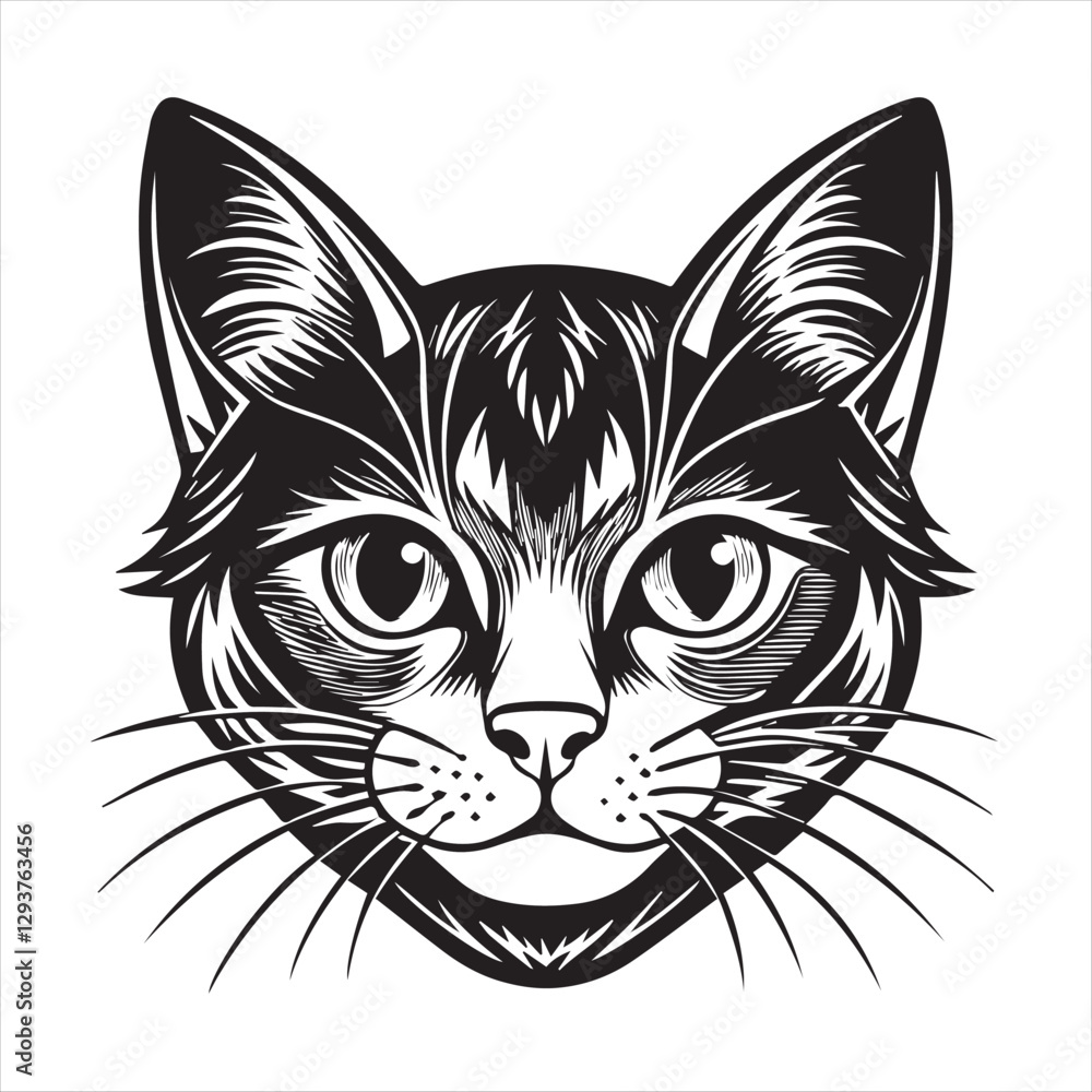 Obraz premium cute cat head black and white