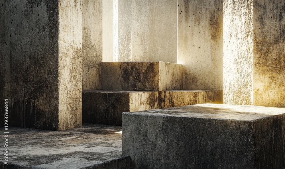 Concrete blocks form a geometric composition space. Concrete blocks form a geometric composition space.