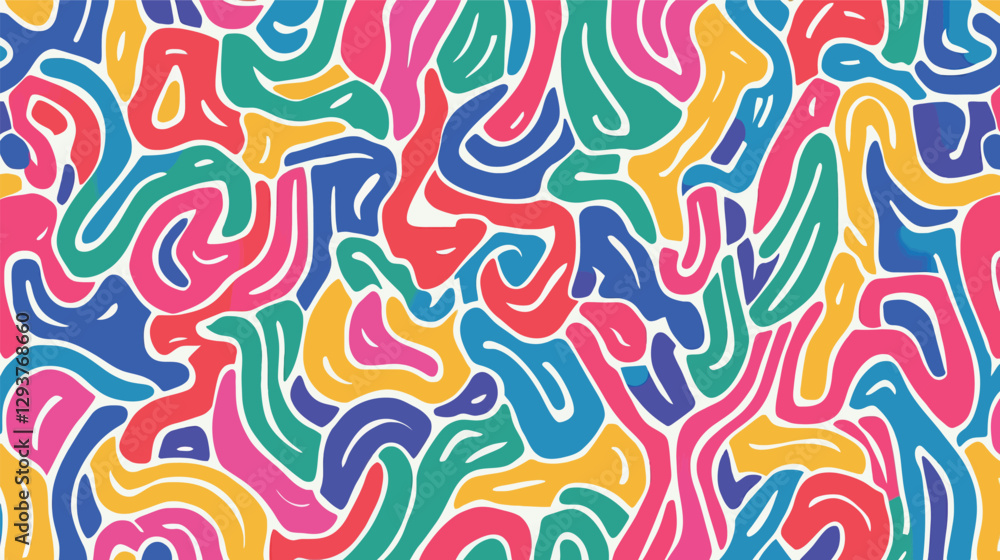 Fun Colorful Line Doodle Seamless Pattern – Playful Hand-Drawn Abstract Background Fun Colorful Line Doodle Seamless Pattern – Playful Hand-Drawn Abstract Background