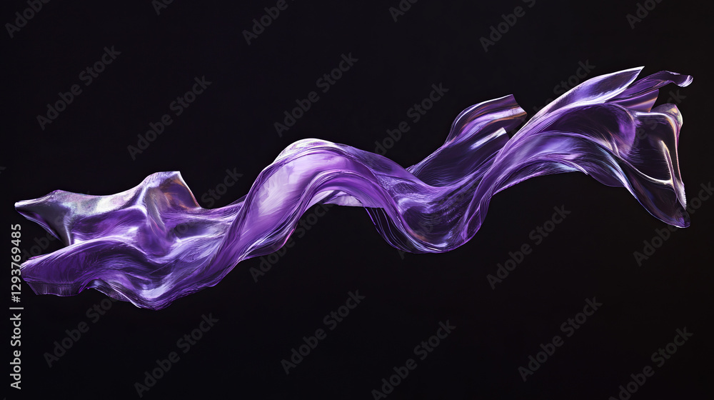 Obraz premium speedy technology Dynamic digital curve purple ribbon with a dark background that extends in a single line from the bottom left to the top right. 