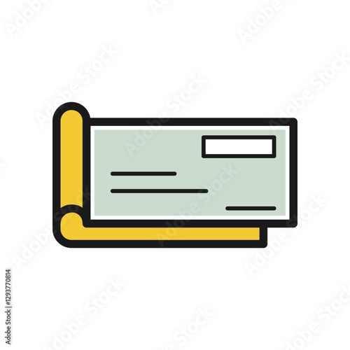 bank checkbook colourful illustrated icon, money check logo, credit copy. 