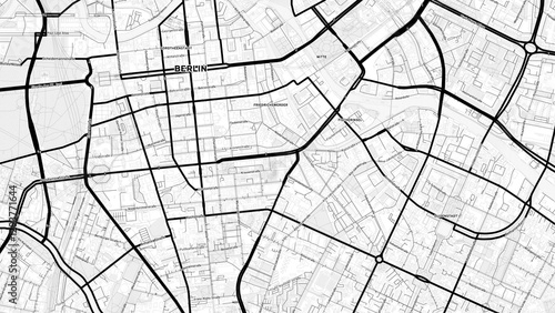 Photography Minimalist Berlin Street Map with Labels and Neighborhoods