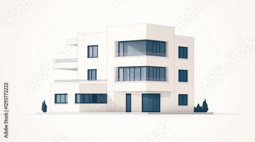 Wallpaper Mural Modern architectural building, front view, against white background, stock photo, possible use Torontodigital.ca