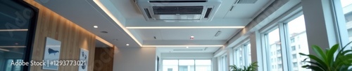 Modern office with integrated ceiling air conditioner , ventilation, commercial, ceiling