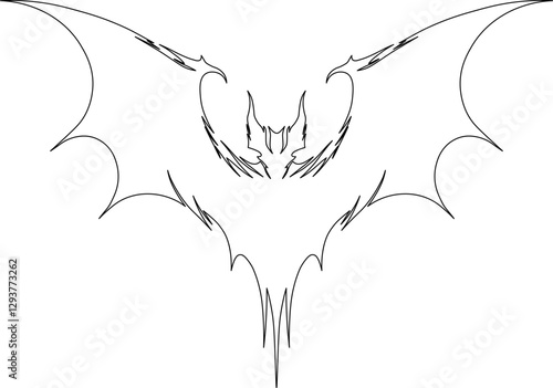Minimalist illustration of a horrifying bat in just strokes