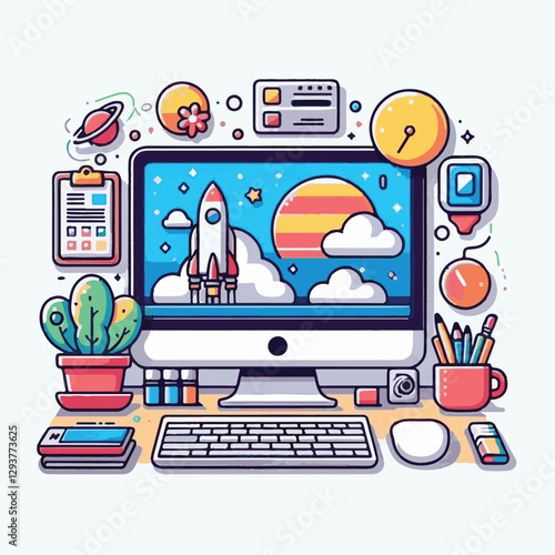 computer, digital, business, technology, communication, laptop, tech, work, office, web, internet, design, employee, vector, information, monitor, pc, modern, device, person, electronic, desktop, scre
