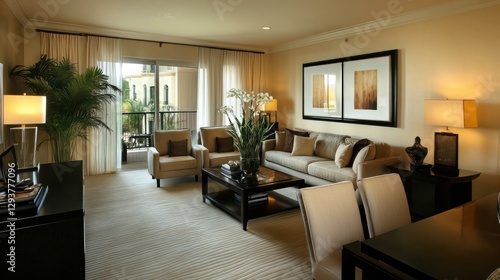 Wallpaper Mural Elegant Living Room Interior Design with Beige Tones and Modern Furniture Torontodigital.ca