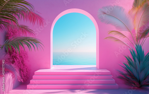 Arch doorway to the sky and sea.