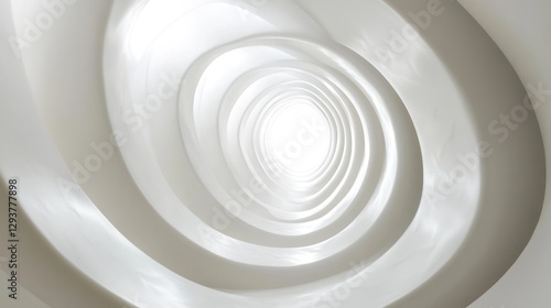 Abstract architectural spiral tunnel, light, modern design, interior