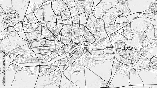 Minimalist Frankfurt am Main Street Map with Labels and Neighborhoods