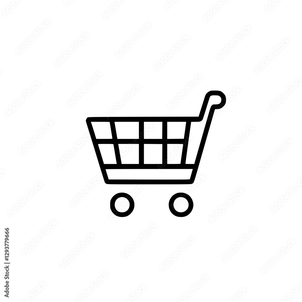 Shopping Cart Icon with Simple Line Art Design for E-commerce and Retail Store Concepts Shopping Cart Icon with Simple Line Art Design for E-commerce and Retail Store Concepts