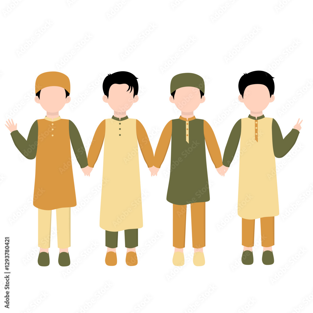 Muslim Kids Friendship. Muslim Boy with Best Friend Illustration Muslim Kids Friendship. Muslim Boy with Best Friend Illustration