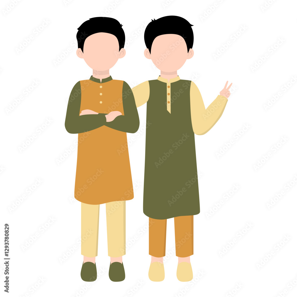 Muslim Kids Friendship. Muslim Boy with Best Friend Illustration Muslim Kids Friendship. Muslim Boy with Best Friend Illustration