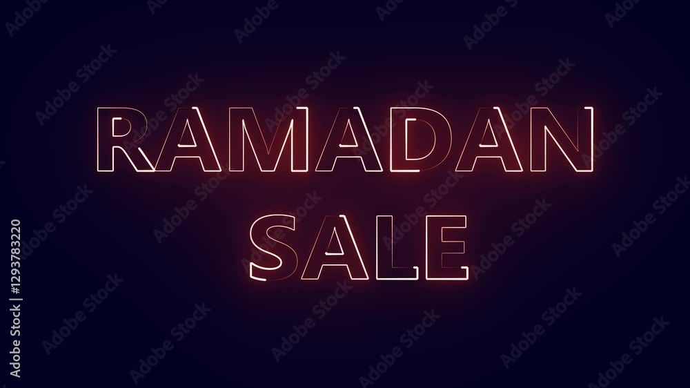 Ramadan Sale neon text with white background. Ramadan Sale text animation in a neon style. Ramadan Sale neon text with white background. Ramadan Sale text animation in a neon style.