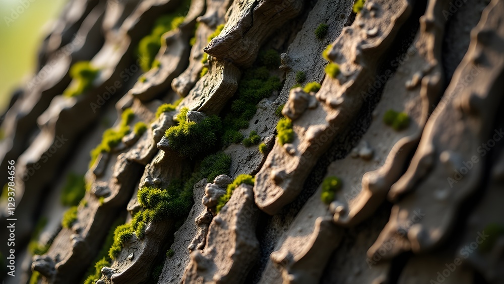 Detailed Close-Up of a Tree Trunk with Rough Textured Bark and Vibrant Green Moss – Natural Forest Element for Organic Backgrounds and Botanical Themes Detailed Close-Up of a Tree Trunk with Rough Textured Bark and Vibrant Green Moss – Natural Forest Element for Organic Backgrounds and Botanical Themes