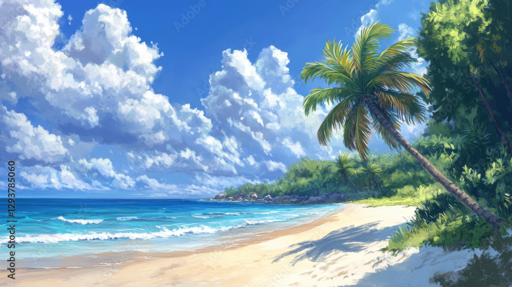 Obraz premium A peaceful tropical coastline with soft white sand