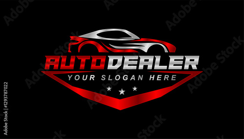 auto car dealerhip showroom logo design template vector illustration on black background