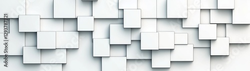 Wallpaper Mural A modern abstract wall design featuring interlocking white squares and rectangles, creating a clean and minimalistic aesthetic. Torontodigital.ca
