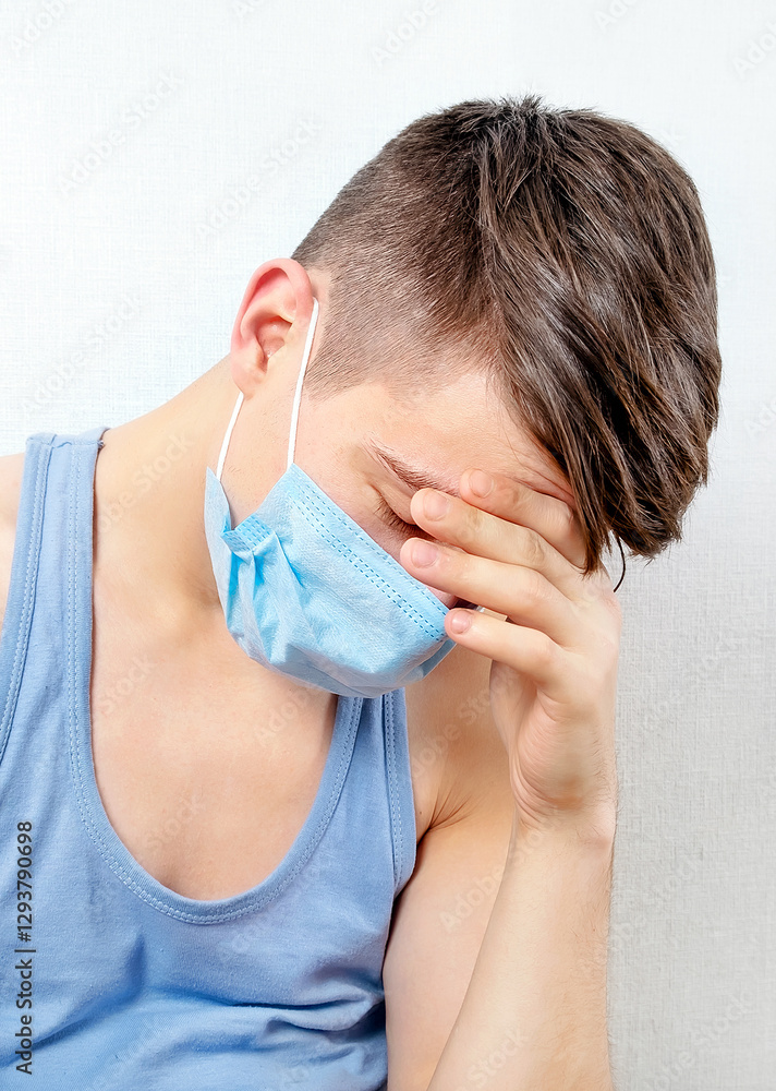 Sad Man in Flu Mask
