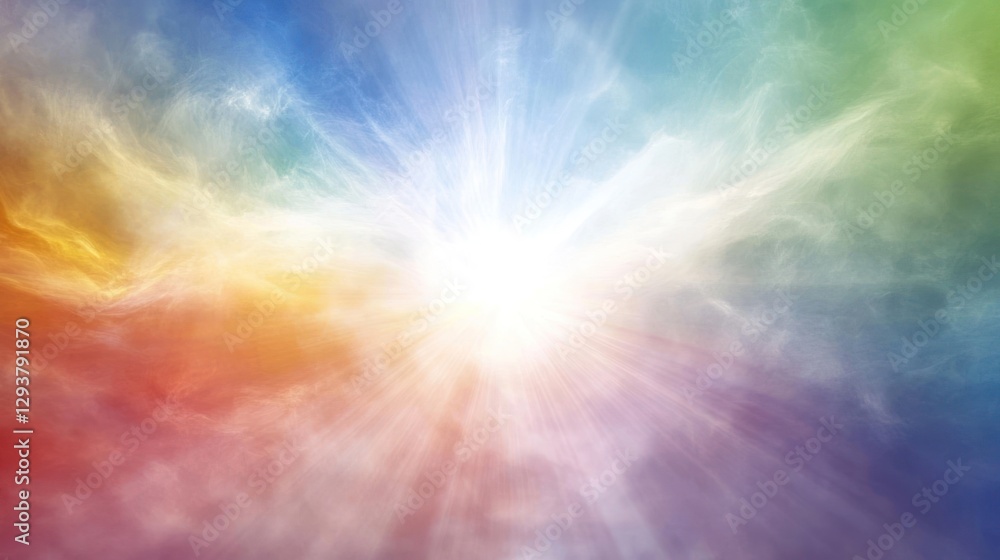 Obraz premium Colorful sky, radiant light, celestial burst, background image