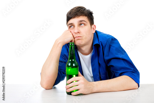 Pensive Young Man with a Beer